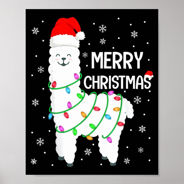 Affiche Llama Merry Christmas Kids Funny Llama Christmas L (Devant)