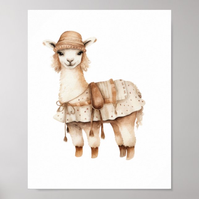 Affiche Llama Nursery Décor Cute Llama Chambre (Devant)