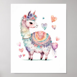 Affiche Llama Nursery Décor Kid's Wall Art Girl
