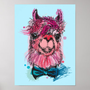 Affiche Llama rose mignonne