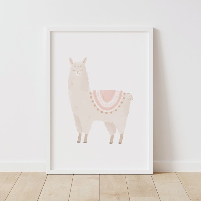 Affiche Llama rose Neutral Girl Décor (Créateur téléchargé)