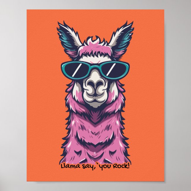 Affiche Llama vous dit Rock | Pose ironique dans les lunet (Devant)