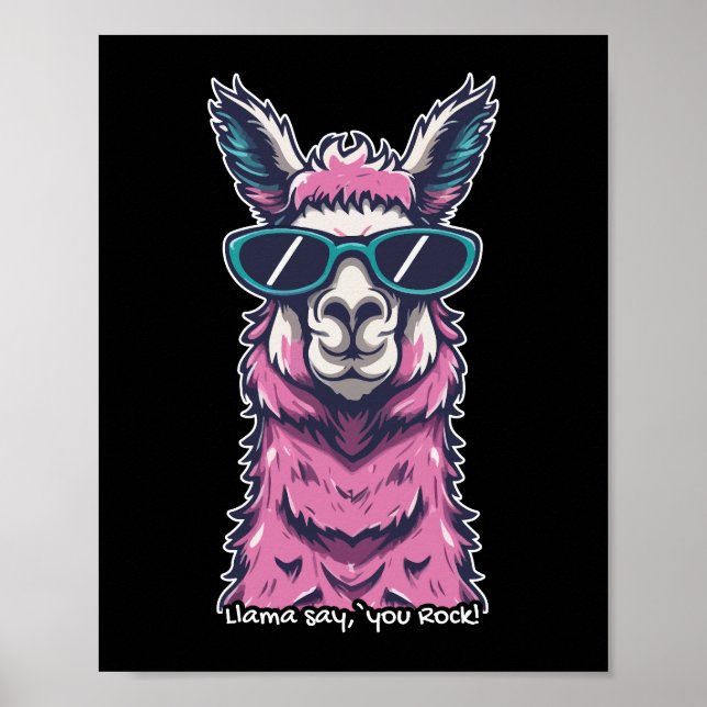 Affiche Llama vous dit Rock | Pose ironique dans les lunet (Devant)