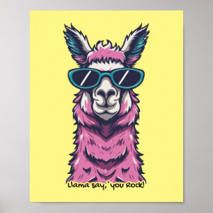 Affiche Llama vous dit Rock   Pose ironique dans les lunet