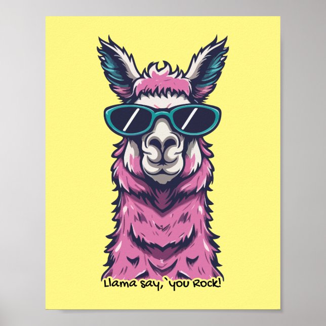 Affiche Llama vous dit Rock | Pose ironique dans les lunet (Devant)
