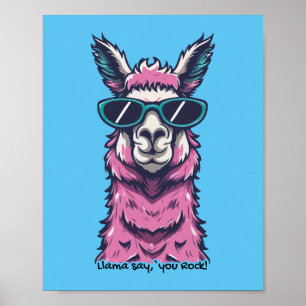 Affiche Llama vous dit Rock   Pose ironique dans les lunet