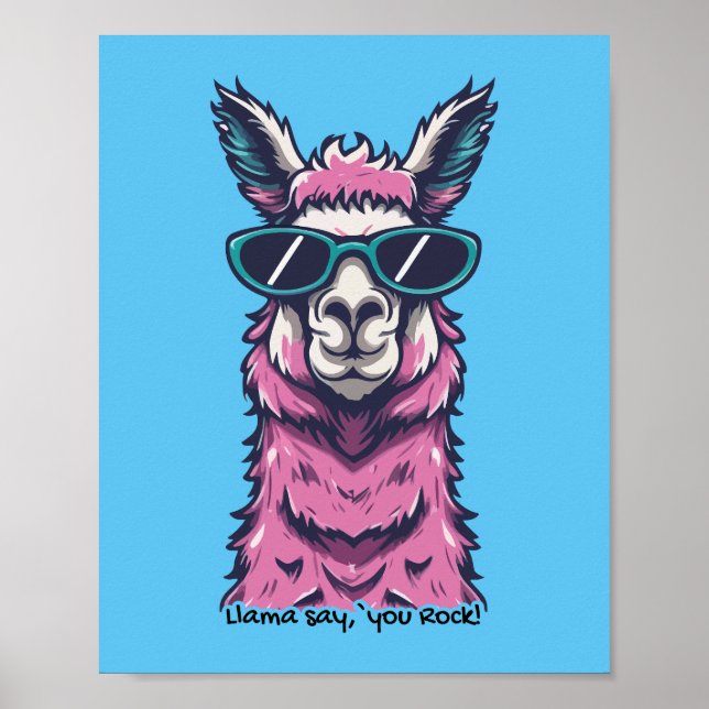 Affiche Llama vous dit Rock | Pose ironique dans les lunet (Devant)