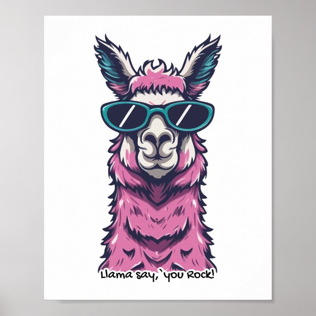 Affiche Llama vous dit Rock | Pose ironique dans les lunet (Devant)