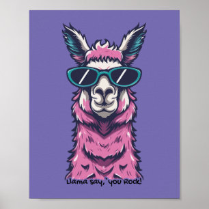 Affiche Llama vous dit Rock   Pose ironique dans les lunet