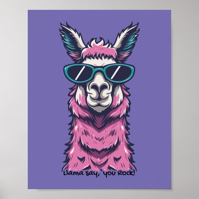 Affiche Llama vous dit Rock | Pose ironique dans les lunet (Devant)