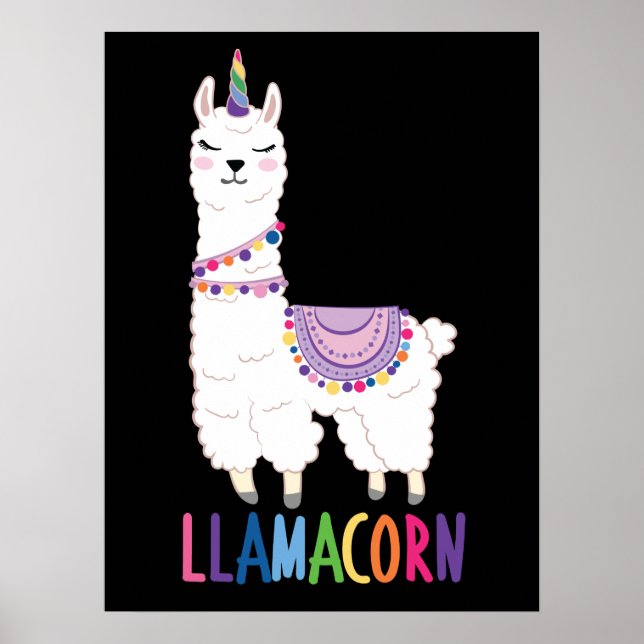 Affiche Llamacorn - Drôle licorne Llama (Devant)