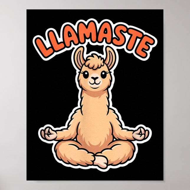 Affiche Llamaste Funny Meditating Llama Cute Yoga Animal D (Devant)