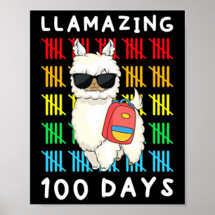Affiche Llamazing 100 Jours D'École Enfants Llama Enseigna