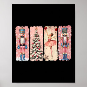 Affiche Llet Pink Noel Retro Nutcracker Vibes de Noël Wo