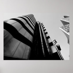 Affiche Lloyds Building Central London noir et blanc