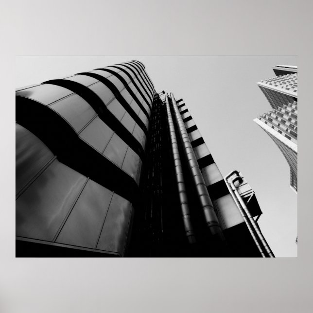 Affiche Lloyds Building Central London noir et blanc (Devant)