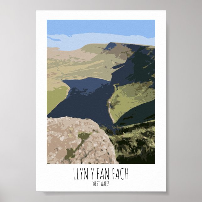 Affiche Llyn Y Fan Fach - Style d'affiche ferroviaire Impr (Devant)