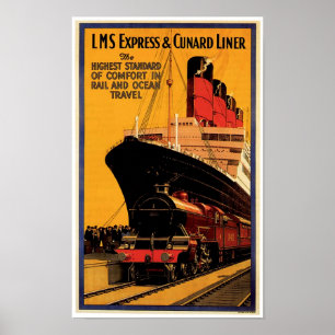 Affiche LMS Express & Cunard Liner