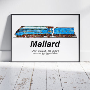 Affiche LNER Classe A4 4468 Mallard - Loco à vapeur la plu