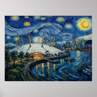 Affiche L'O2 Arena sous la nuit étoilée de Londres