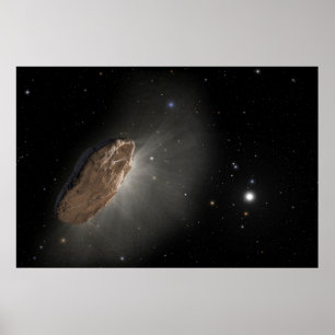 Affiche L'objet interstellaire Wayward Oumuamua.