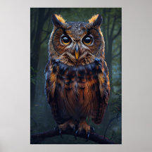 L'observateur dans les bois - Owl Portrait Wall Ar