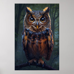 Affiche L'observateur dans les bois - Owl Portrait Wall Ar