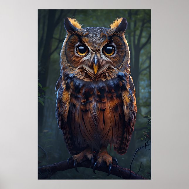 Affiche L'observateur dans les bois - Owl Portrait Wall Ar (Devant)