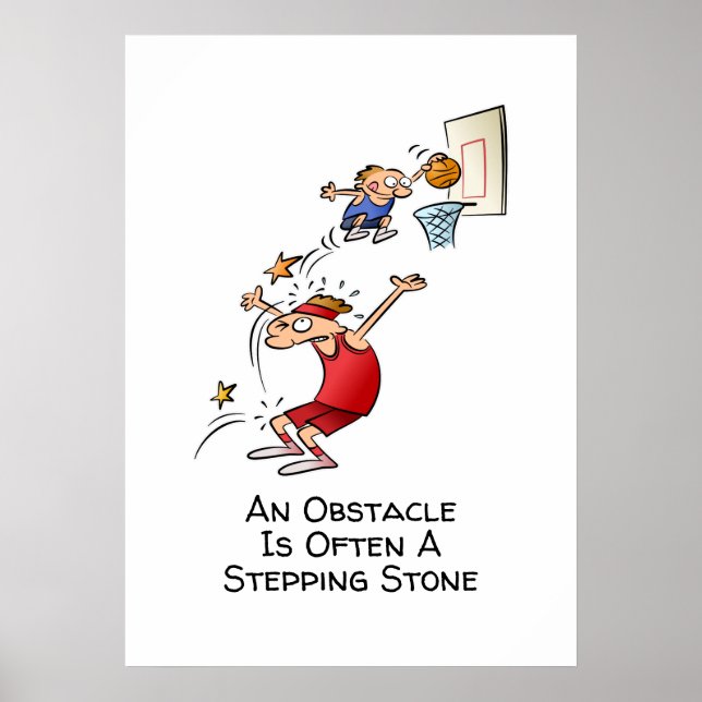 Affiche L'Obstacle Motivationnel Est Un Dessin Sur Pierre  (Devant)