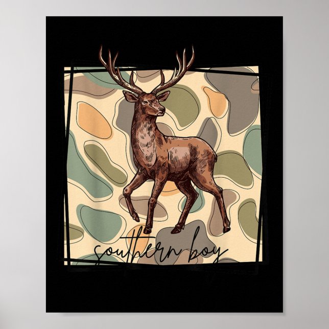 Affiche Local Southern Boy Deer Hunting Camo Outdoor Vinta (Devant)