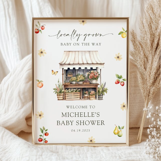 Affiche Locally Grown Rustic Boho Baby Shower Welcome Sign (Créateur téléchargé)