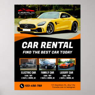 Affiche Location Voiture Premium Professionnel Moderne