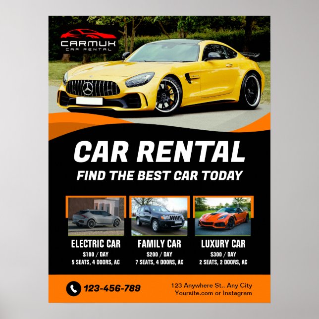 Affiche Location Voiture Premium Professionnel Moderne (Devant)
