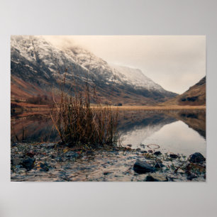 Affiche Loch Achtriochtan et Glencoe en hiver