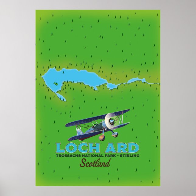 Affiche Loch Ard Trossachs National Park, Stirling map (Devant)