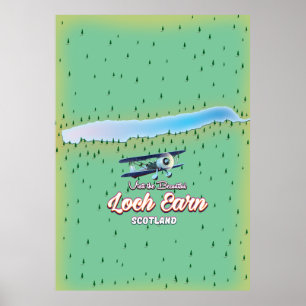 Affiche Loch Earn carte vintage Écosse