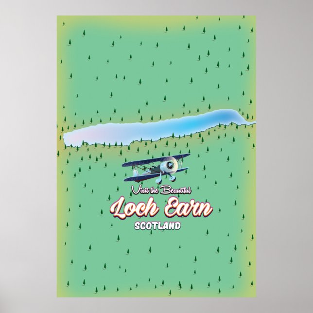 Affiche Loch Earn carte vintage Écosse (Devant)