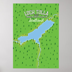 Affiche Loch Tulla Écosse Carte de l'affiche de voyage