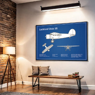 Affiche Lockheed Vega 5B - Plans d'avion ABD