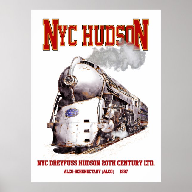 Affiche Loco Hudson Dreyfuss NYC. 20th Century Limited (Devant)