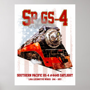 Affiche Locomotive à vapeur classique Southern Pacific GS-