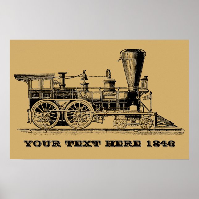 Affiche Locomotive à vapeur de l'ère victorienne (Devant)