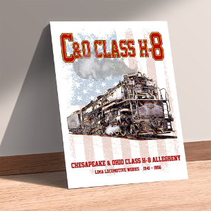 Affiche Locomotive Allegheny C&O Classe H-8 - Drapeau amér