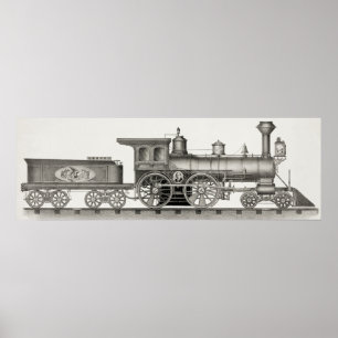 Affiche Locomotive américaine classique 4-4-0