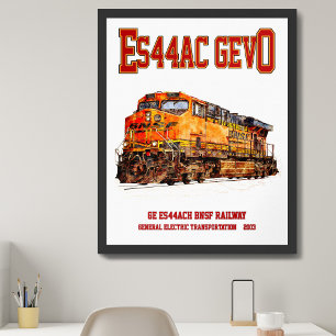 Affiche Locomotive diesel GE ES44AC GEVO vintage