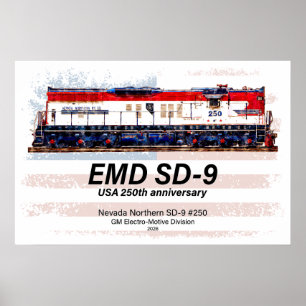 Affiche Locomotive EMD SD-9 Livrée du 250e anniversaire de