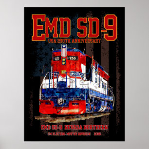 Affiche Locomotive EMD SD-9 Livrée du 250e anniversaire de