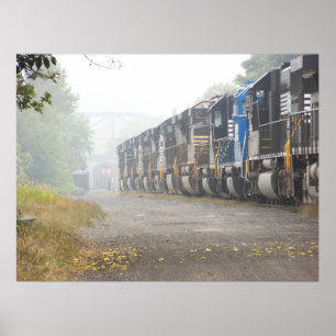 Affiche Locomotives de train de chemin de fer dans la