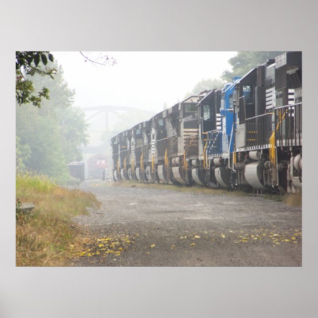 Affiche Locomotives Du Train Ferroviaire Dans Le Mist (Devant)