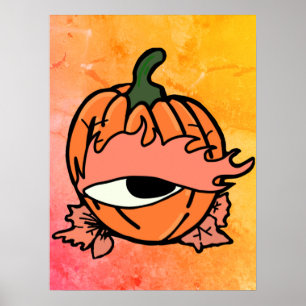 Affiche L'oeil endormi du Citrouille Éffrayant